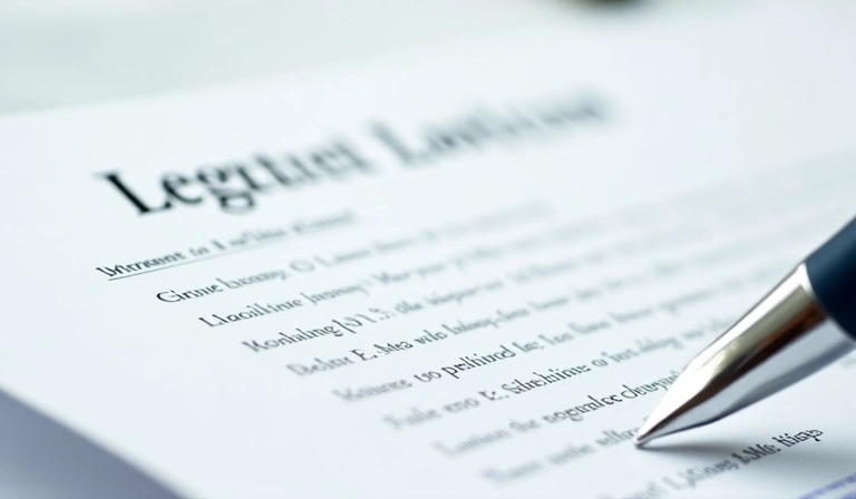 Abstract legal document with a stylized pen and scales of justice, symbolizing terms and conditions